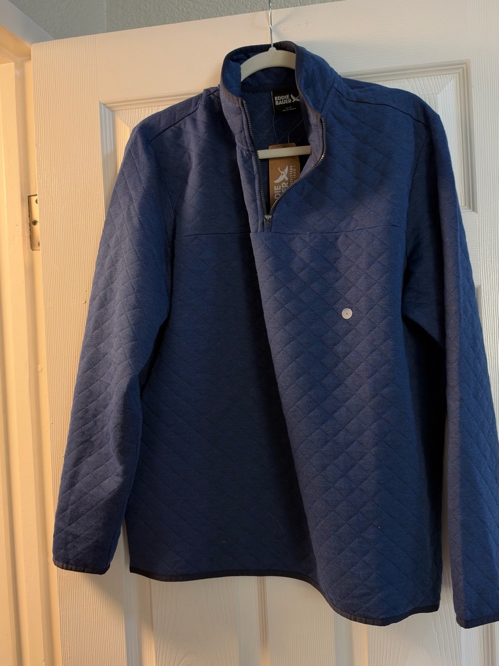 Eddie Bauer Quilted Half-Zip Pullover in Navy Blue